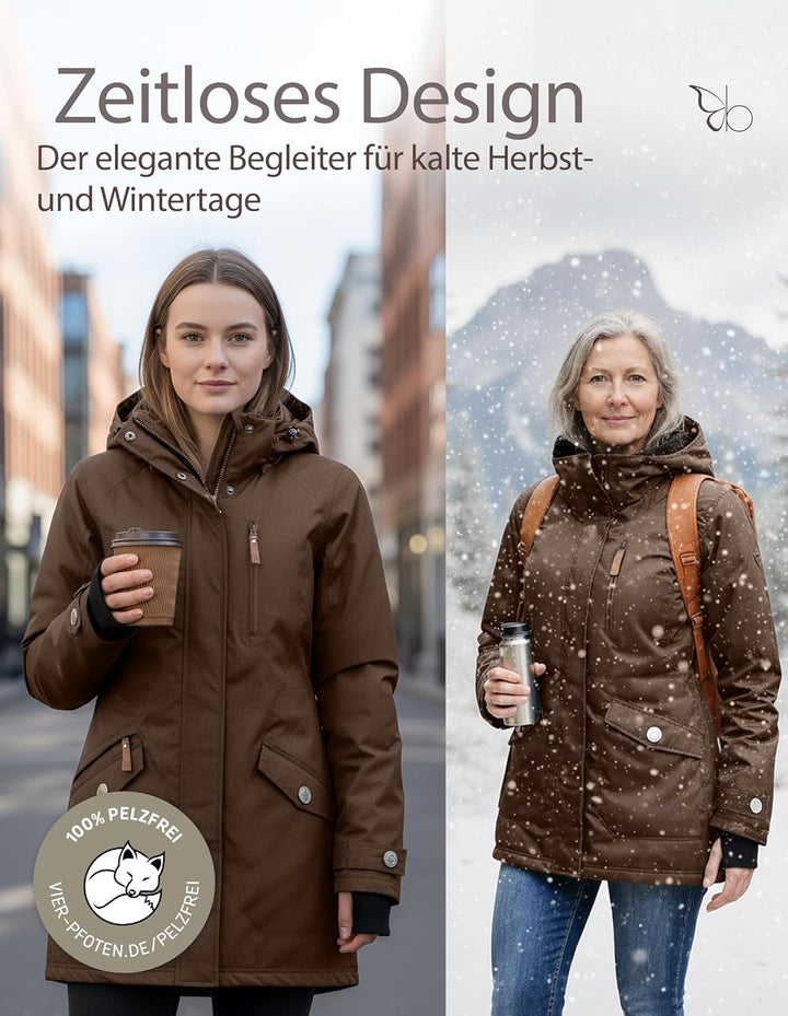 berydale Winterjacke Damen Parka I Warme Übergangsjacke I Atmungsaktiv, wind- und wasserdicht I 5.00