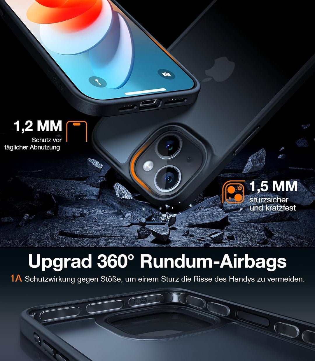 TORRAS für iPhone 13 Hülle Echter Zertifizierter Militärschutz Handyhülle iPhone 13 Case Stossfest K