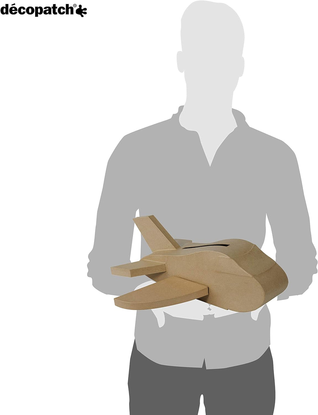 Décopatch EV019C - Urne/Briefbox aus Pappmaché, Flugzeug 55x20cm, 1 Stück, Flugzeug