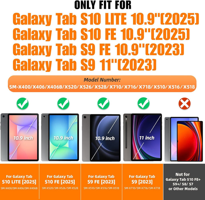 SEYMAC stock Hülle für Samsung Galaxy Tab S10 Lite/S10 FE/S9 FE 10,9 Zoll /S9 11 Zoll, Stossfeste Hü