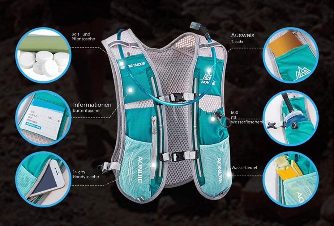 5L Ultraleicht Trinkrucksack Trail Rucksack Trinkweste, Hydration Pack Fahrradrucksack für Laufen, C