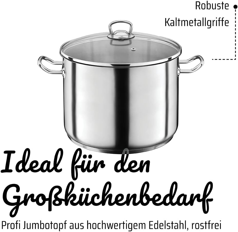 GSW Profi-Jumbotopf – hochwertiger Kochtopf mit Deckel, ideal für Familien und Gastronomie, grosser