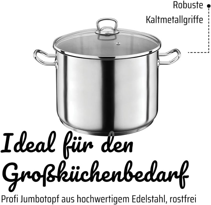GSW Profi-Jumbotopf – hochwertiger Kochtopf mit Deckel, ideal für Familien und Gastronomie, grosser