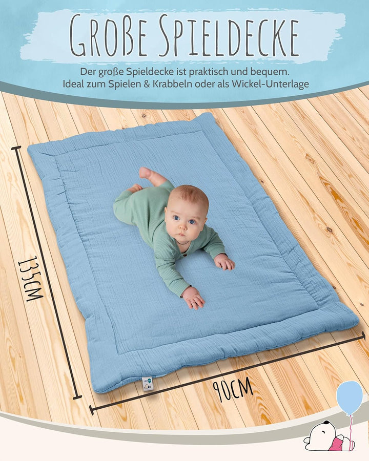 pic Bear Krabbeldecke aus 100% Baumwoll-Musselin: Extra weiche Spieldecke, 95x135 cm - Perfekt für B