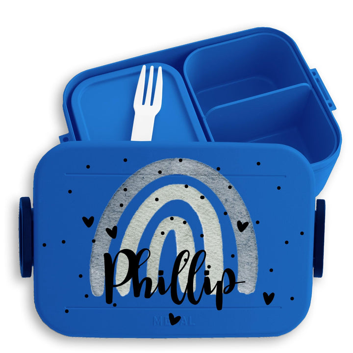 Kinder Bento Box Midi Lunchbox für Mepal Bentobox - Regenbogen Brotdose Rainbow mit Name Jausenbox I