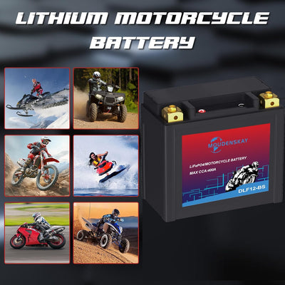 MOUDENSKAY Lithium Motorrad Batterie 12V Lithium Powersports Batterie mit BMS,LiFePO4 Motorstart Bat