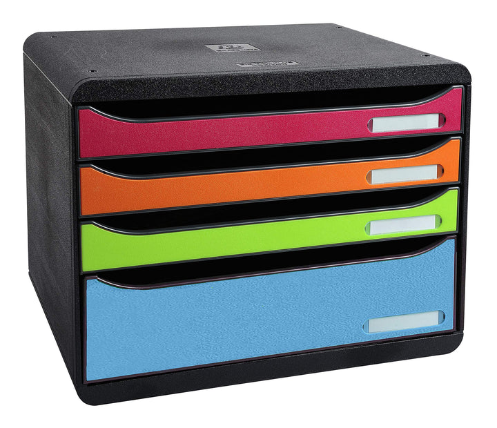 Exacompta 315798D Ablagebox Iderama Querformat mit 4 Schubladen für DIN A+ Dokumente. Belastbare Sch