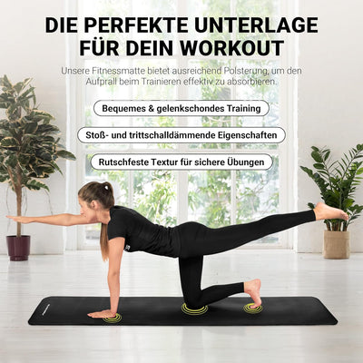 MSPORTS Gymnastikmatte Premium inkl. Tragegurt + Übungsposter + Workout App I Hautfreundliche Fitnes