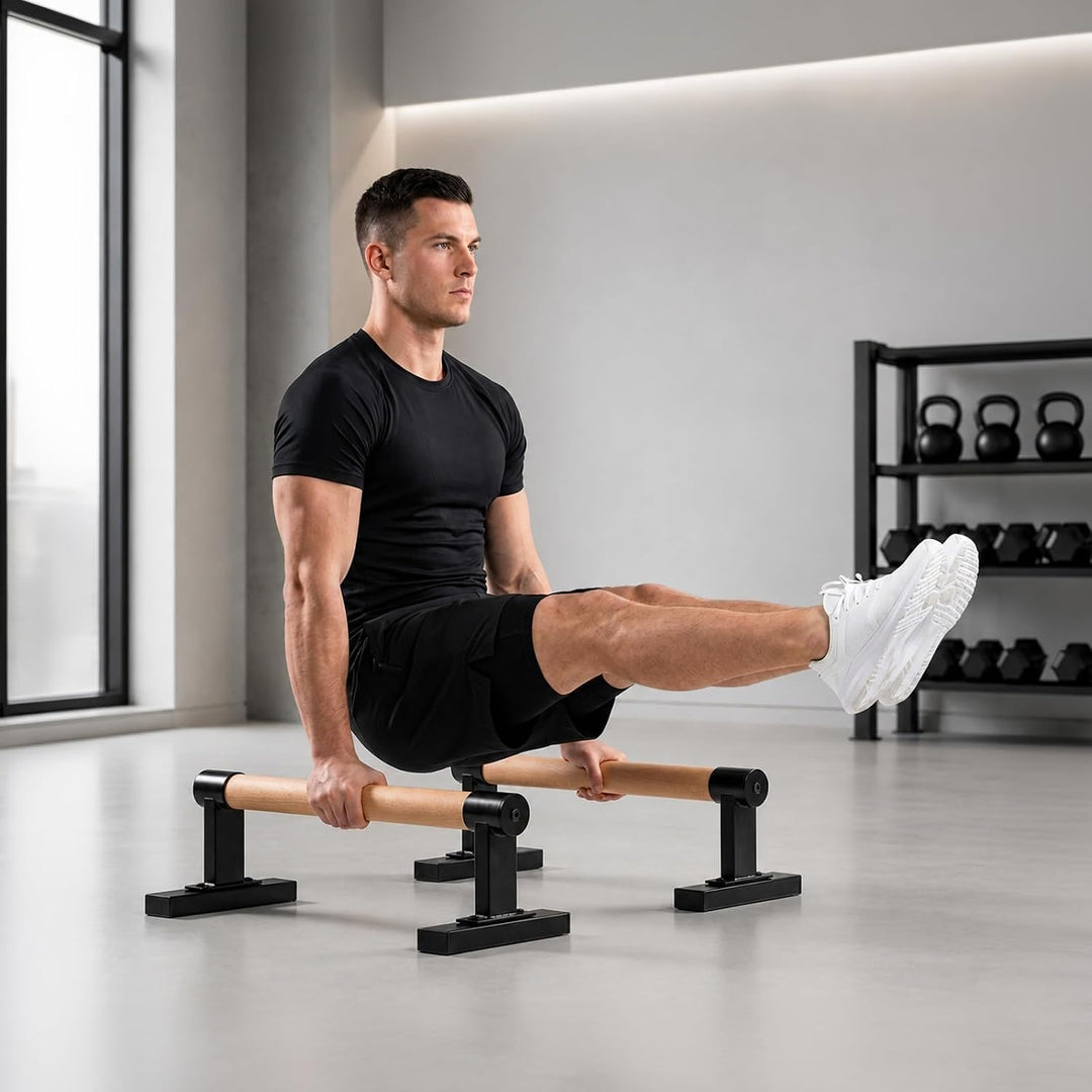 Calisthenics Parallettes aus Buchenholz Handstand und Liegestützgriffe 49x17x14 cm Rutschfest und St