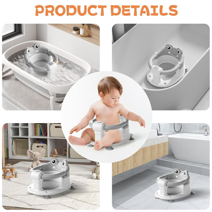 Badewannensitz Baby ab 6 Monate, Rutschfester badesitz baby mit 4 Saugnäpfen, Sicherer Tragbarer Bad