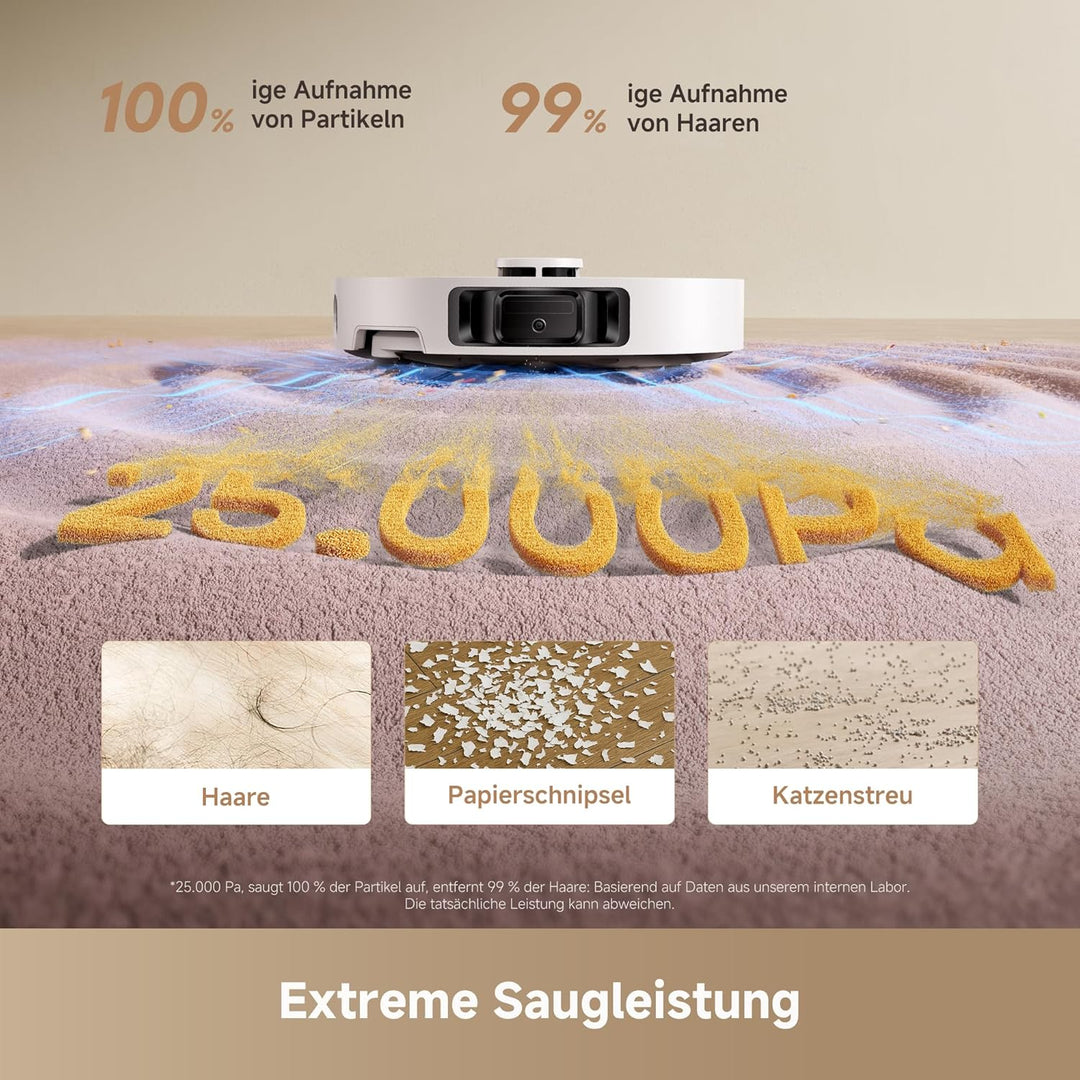 DREAME L10s Ultra Gen 3 Kit Saugroboter mit Wischfunktion mit einer Saugkraft von 25.000 Pa, Seitenb