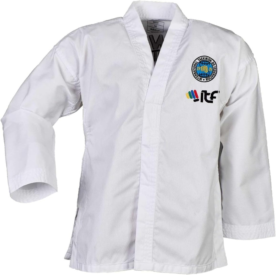 adidas Taekwondoanzug Quest ITF | Dobok mit neuem ITF Logo | für Kinder und Erwachsene | Leicht und