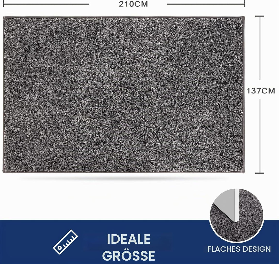 FCSDETAIL Schmutzfangmatte Innen 137 x 210 cm, rutschfeste Sauberlaufmatte, Eingangstürmatte mit Was