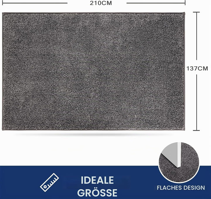 FCSDETAIL Schmutzfangmatte Innen 137 x 210 cm, rutschfeste Sauberlaufmatte, Eingangstürmatte mit Was