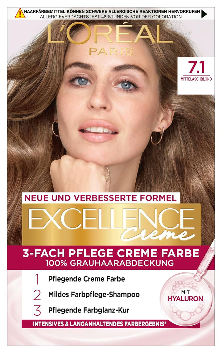 L'Oréal Paris Permanente Haarfarbe, 100% Grauhaarabdeckung, Haarfärbeset mit Coloration, Shampoo und