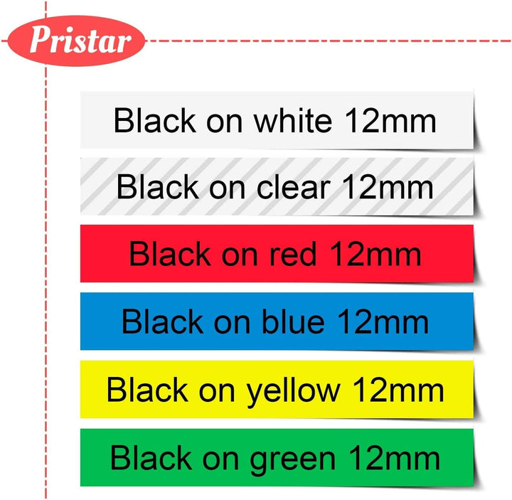 Pristar Schriftband Kompatibel für Dynmo 16951 91221 91222 91223 91224 91225 Kunststoff 12mm x 4m Et