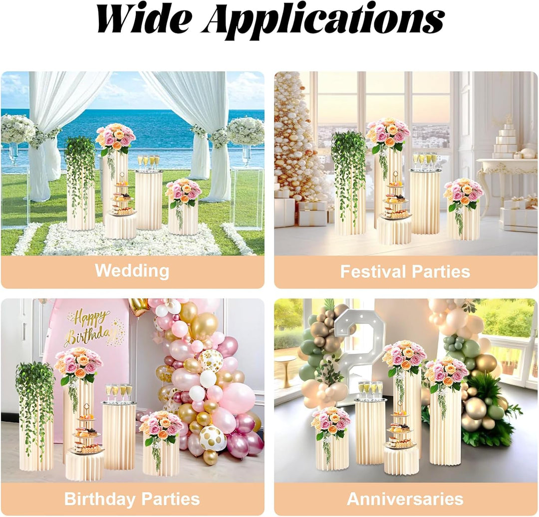 Hochzeit Karton Blumenständer Vasen, Faltbarer Tafelaufsatz aus Karton, zylinderförmige Blumenstände