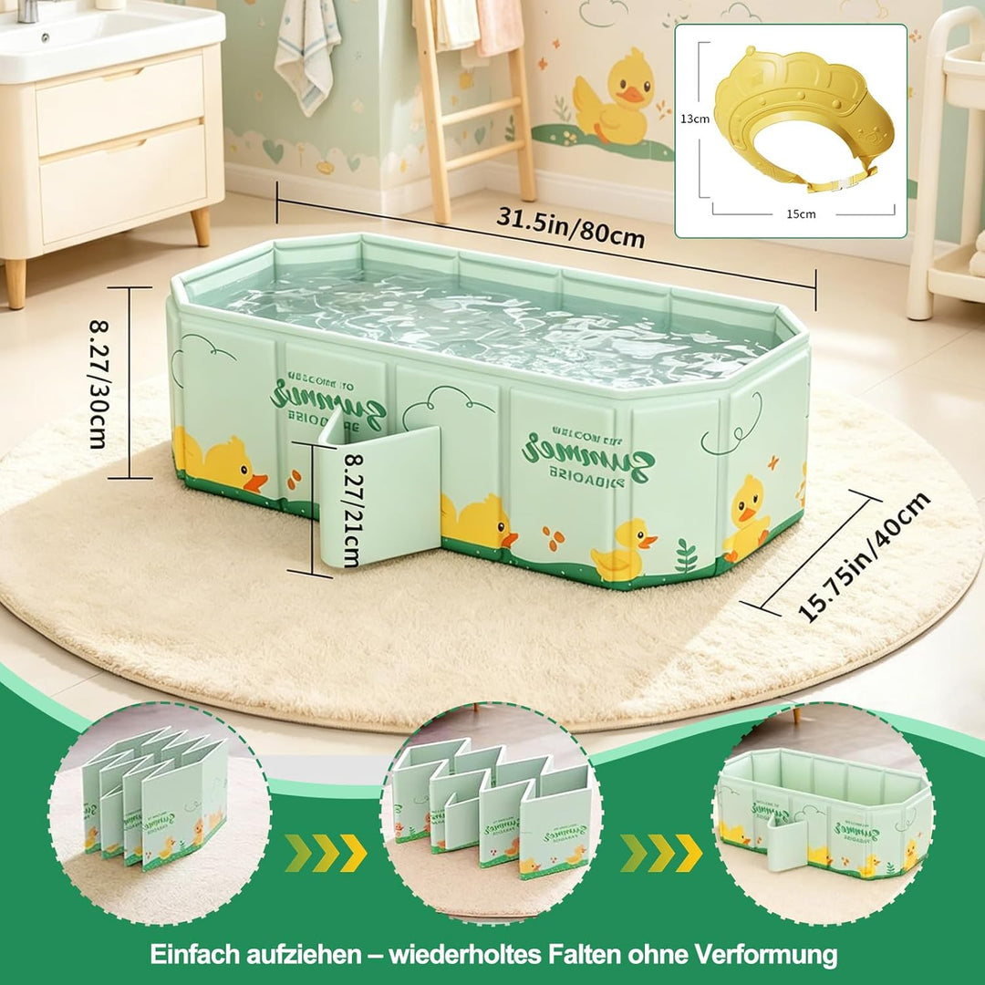 Grosse Faltbare Badewanne für Kinder - Tragbare Badewanne Kleinkindbadewanne mit doppelten Aussagen