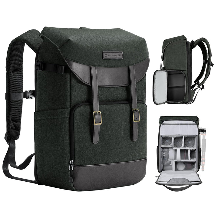 K&F Concept Kamerarucksack Rolltop 20L Fotorucksack Wasserdicht Robuste Rucksack-Stofftaschen aus St