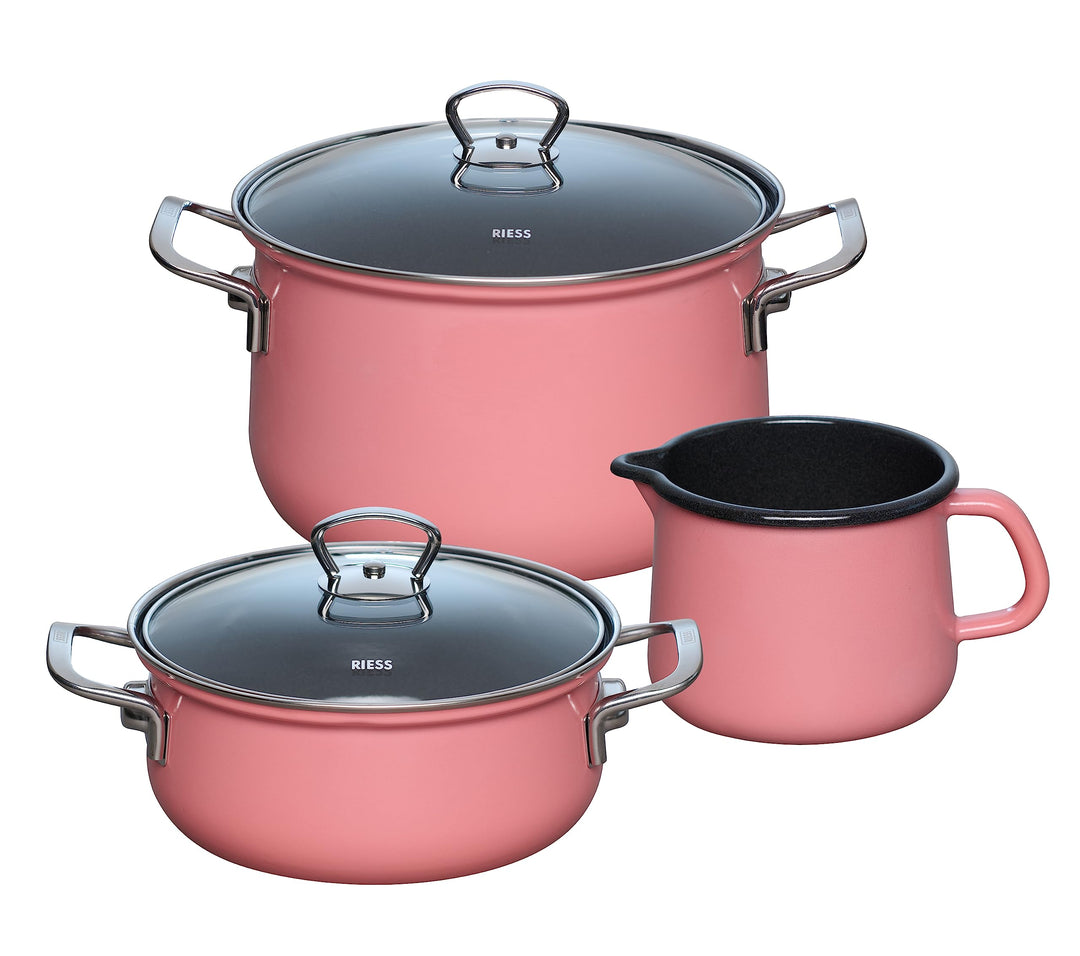 Riess, 0520-114, Starterset 3-teilig, PINK, Emaille, Made in Österreich, LBH: 48,5x24,0x28,5cm, 5,05
