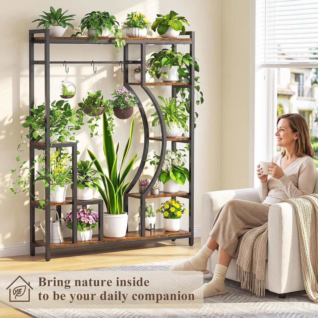 ikkle Pflanzenständer mit Wachstumslichtern, 151cm hohes Blumenregal Indoor