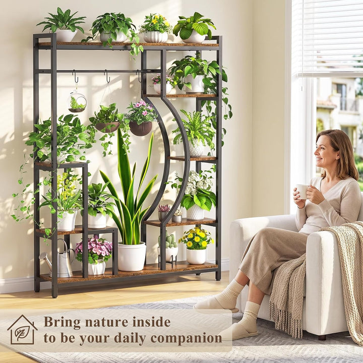 ikkle Pflanzenständer mit Wachstumslichtern, 151cm hohes Blumenregal Indoor