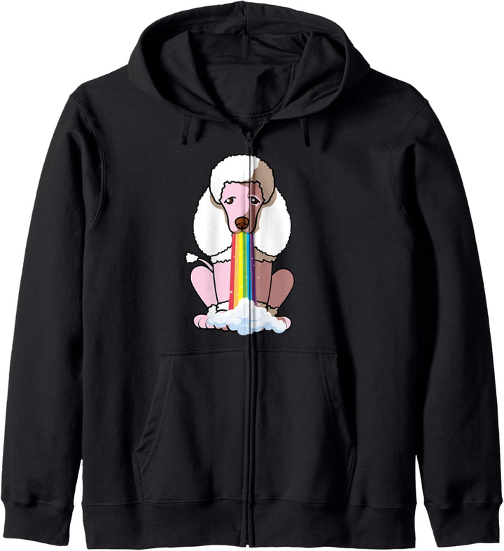 Lustiger Pudel-Hund in buntem Regenbogen-Mund Kapuzenjacke