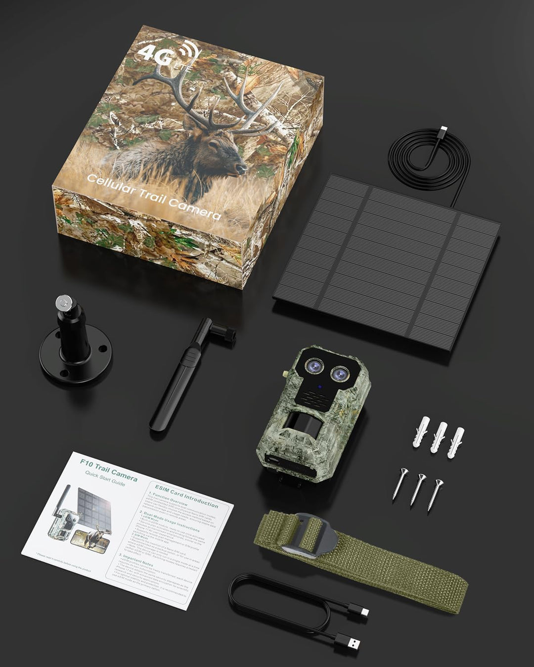 4G LTE Wildkamera mit Handyübertragung App 2.5K Solar Wildtierkamera mit eSIM Karte, Nachtsicht, Bew