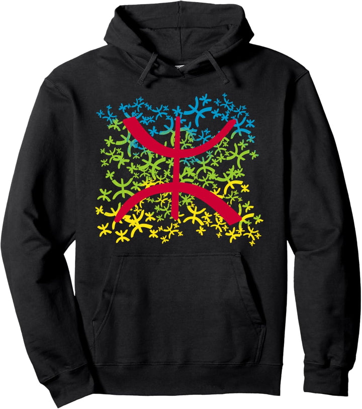 Amazigh Flag With Yaz Patterns, Proud To Be Amazigh Pullover Hoodie