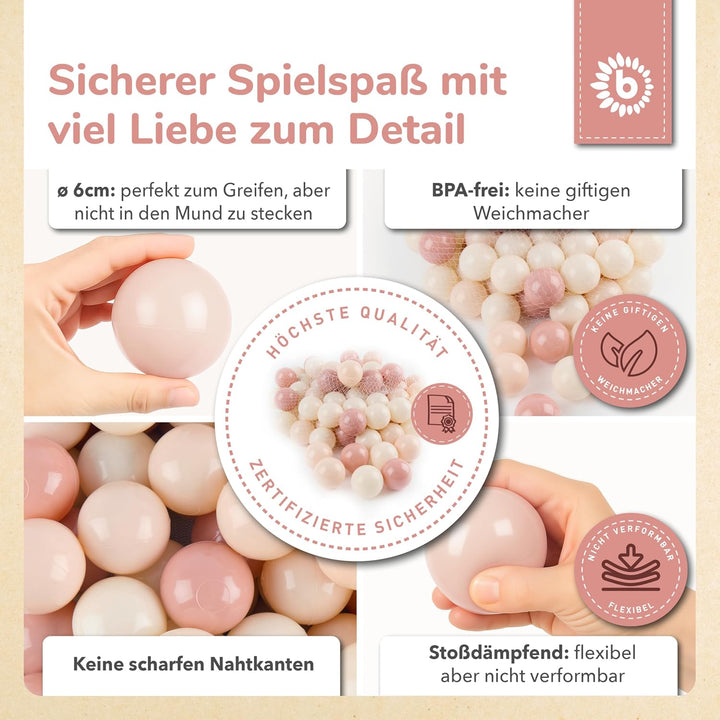 Bieco Bälle für Bällebad Dreamy Flowers | 100 Stück | Bunte Bälle | Bällebad Kinder | Bällebad Baby