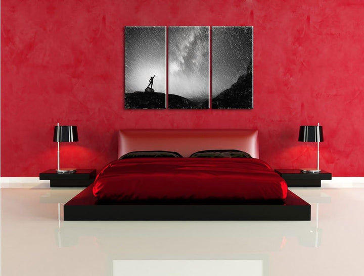 Pixxprint Sternenfänger Milchstrasse Kunst als Leinwandbild/Grösse: 3 Teilig (120x80) cm/Wandbild/Ku