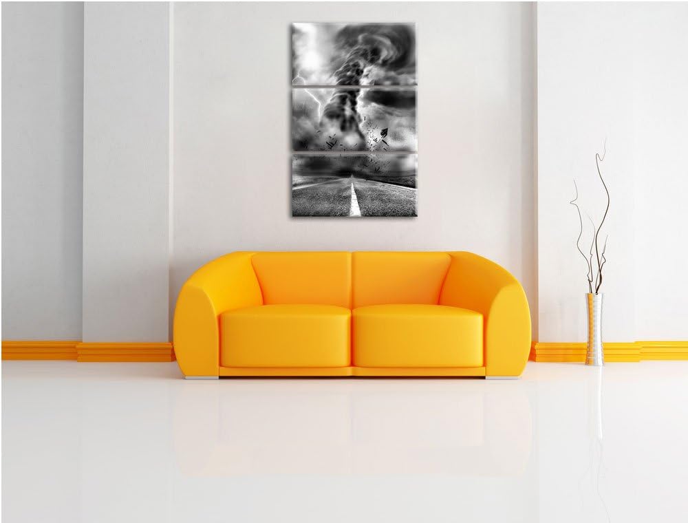 Pixxprint Wirbelsturm auf Highway als Leinwandbild/Grösse: 3 Teilig (120x80) cm/Wandbild/Kunstdruck/
