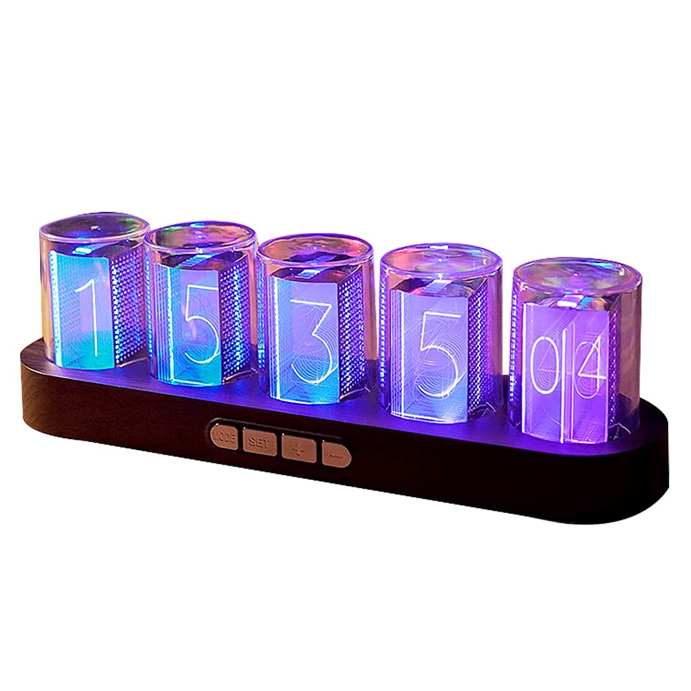 GUAZI STORE Imitation Nixie Tube Clock RGB Creative Clock 16 Million Colors, Mode Adjustments with G