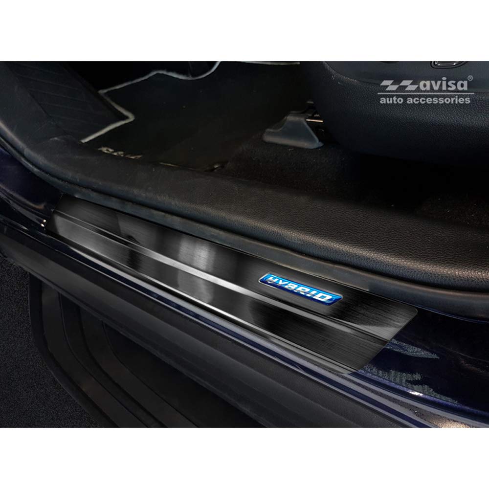 Black INOX Door sill Protectors Compatible with Toyota RAV4 (5th Gen.) 2018- & Suzuki Across 2020- -