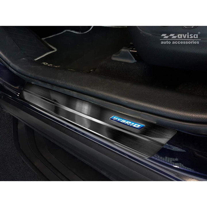 Black INOX Door sill Protectors Compatible with Toyota RAV4 (5th Gen.) 2018- & Suzuki Across 2020- -