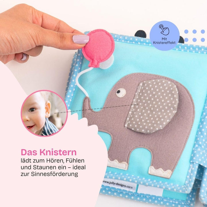Jolly Designs – Kleine Biene - Mini Quiet Book – Montessori Spielzeug ab 6 Monaten – Motorik & Senso