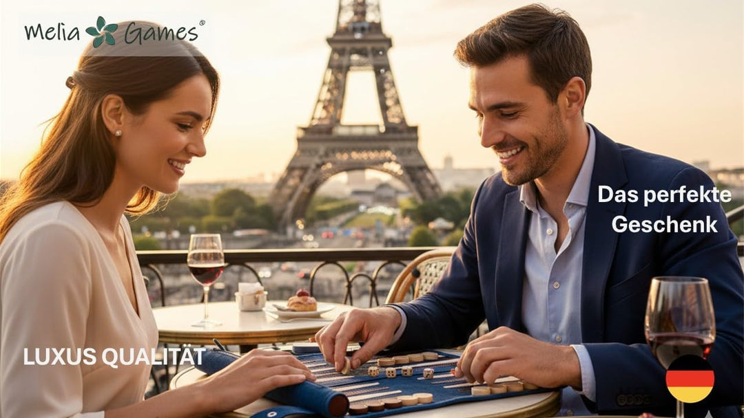 Melia Games Backgammon zum Rollen - Reise-Backgammon aus feinstem Nubuk Echt-Leder mit handgefertigt