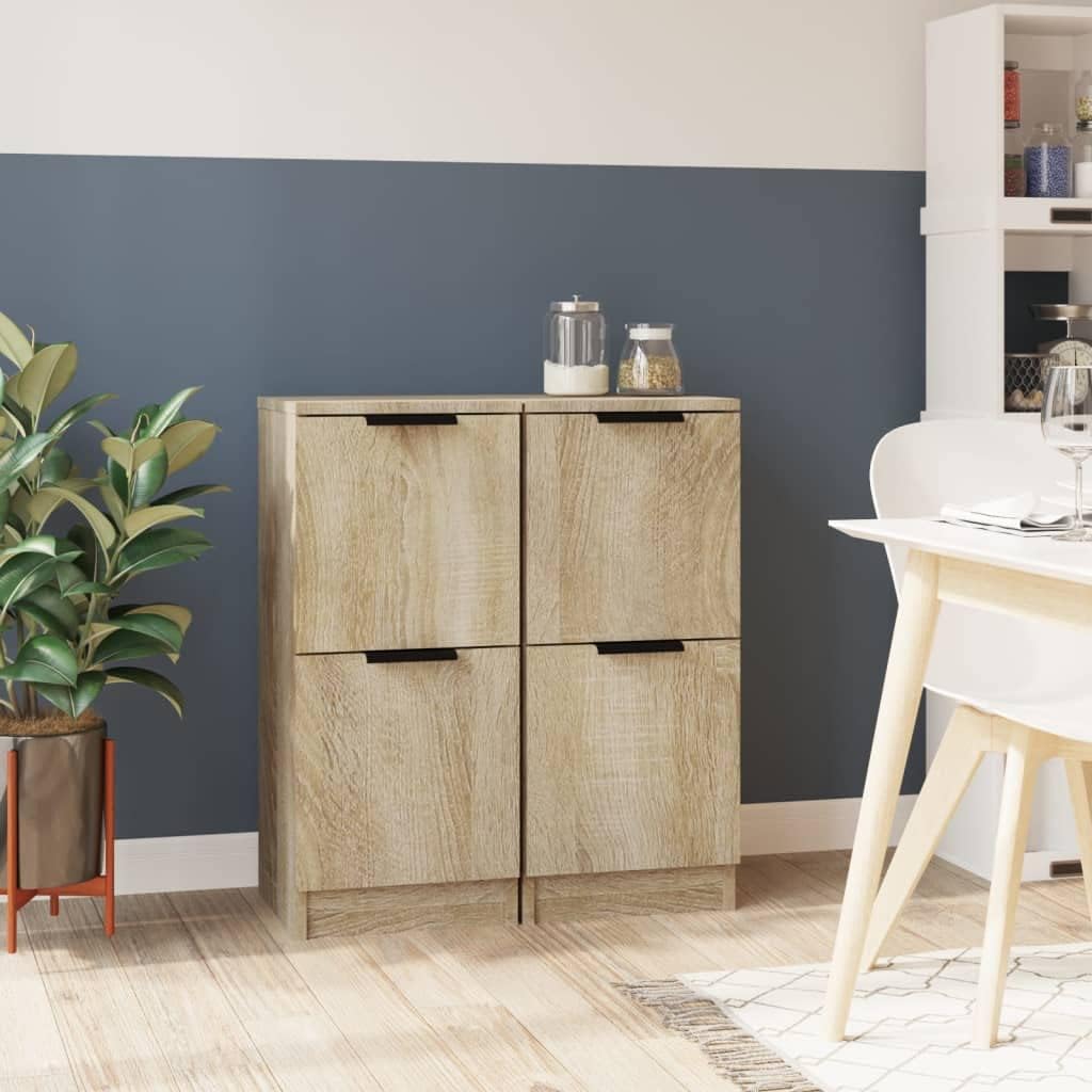Makastle 2 Stück Sideboards Kommode Beistellschrank Lagerschrank Aufbewahrungsschrank mit 2 Türen, S