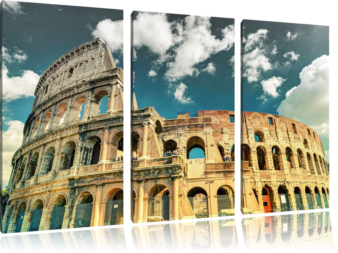 Pixxprint Colosseum bei Tag in Rom als Leinwandbild/Grösse: 3 Teilig (120x80) cm/Wandbild/Kunstdruck