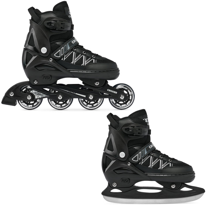 Croxer Verstellbare 2in1 Inlineskates-Schlittschuhe Torch - 76mm PU Rollen, Gummi-Härte 82A, ABEC-9
