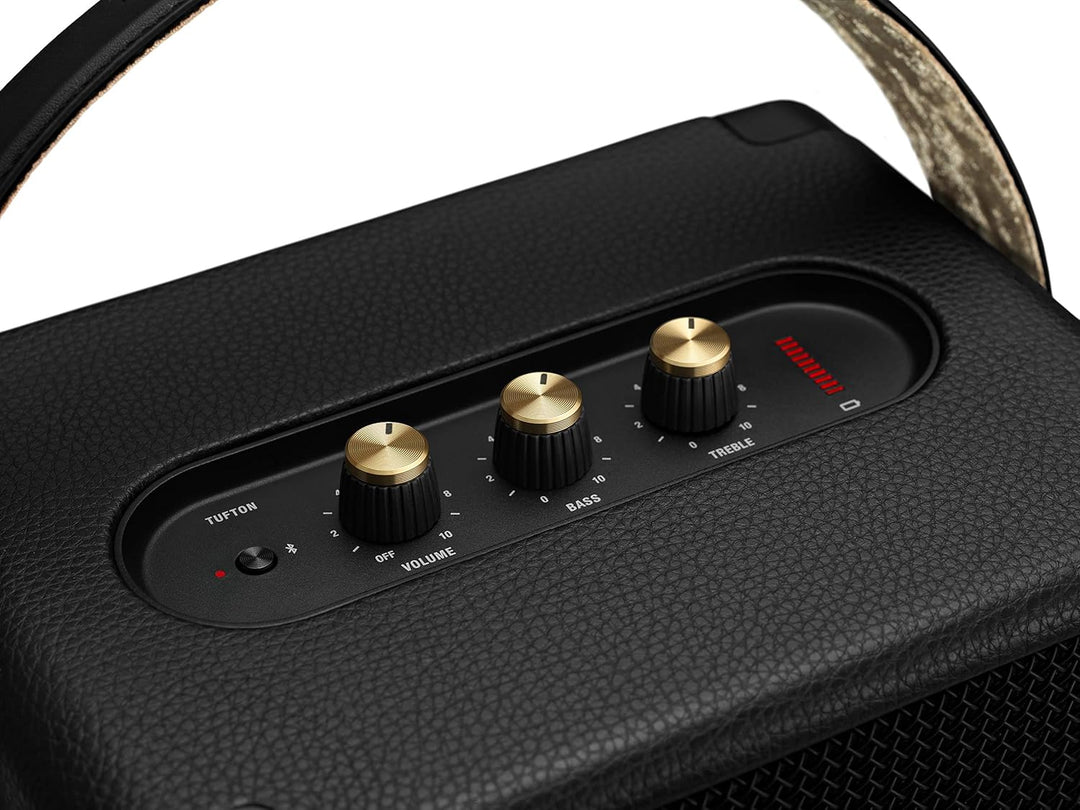 Marshall Tufton Outdoor Tragbarer Bluetooth Partylautsprecher, IPX2 wasserbeständig – Schwarz und Me