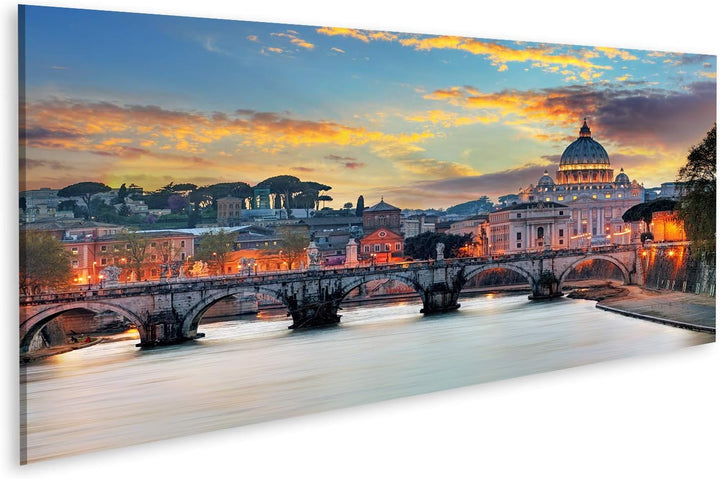 islandburner Bild auf Leinwand Vatikan Rom Sonnenuntergang Bilder Wandbilder Poster Leinwand 120x40c