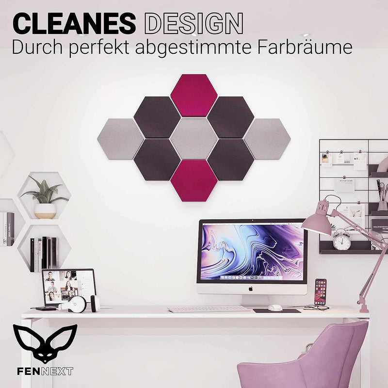 FENNEXT ® Velvet Schallabsorber Wand - Dekorative Hexagon Akustikpaneele für Gaming, YouTube Studio,