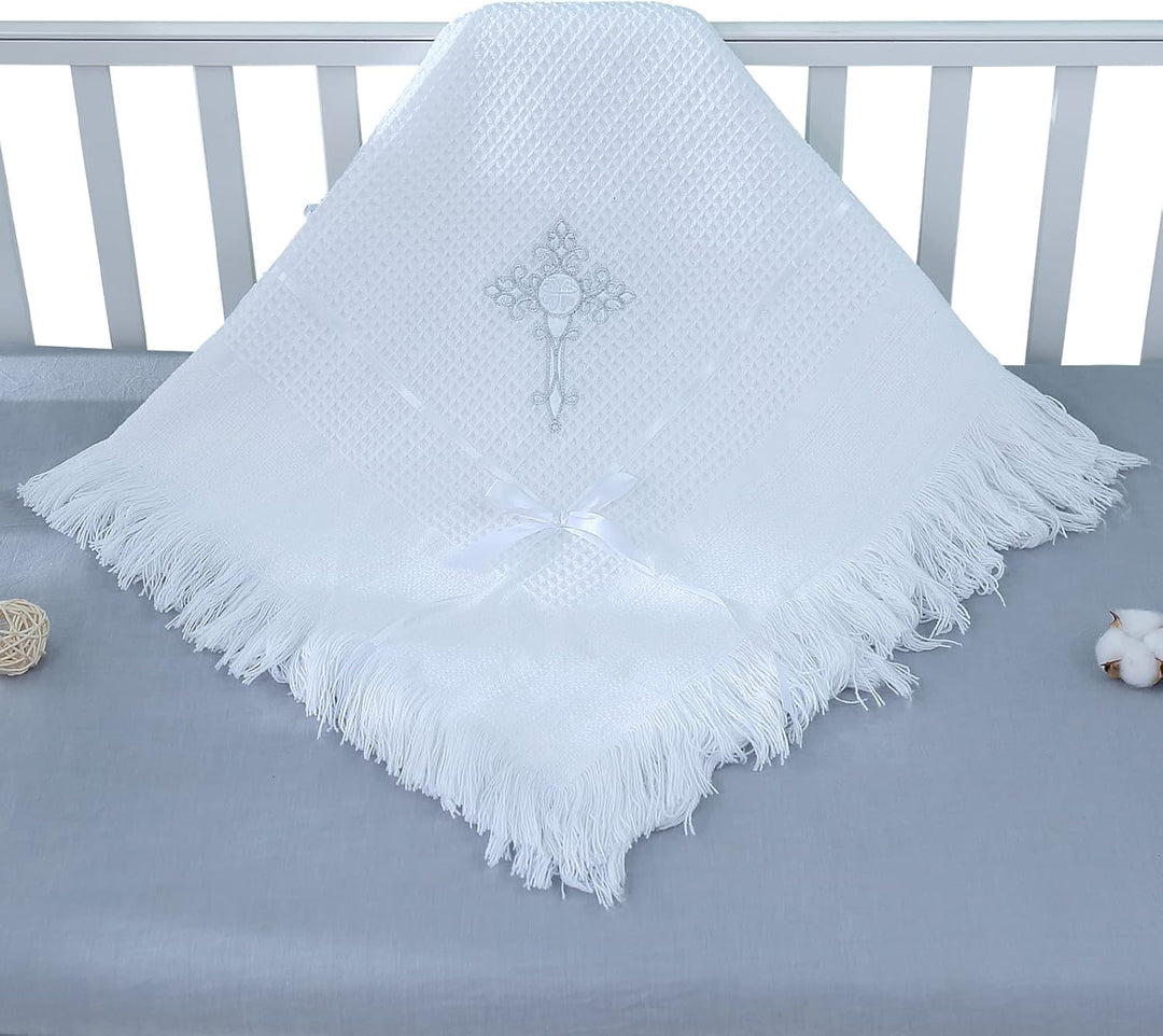 Booulfi Baby Decke Bestickt Taufe Kuscheldecke Baby Personalisierte Babydecke Kuscheldecke Weiss Kin