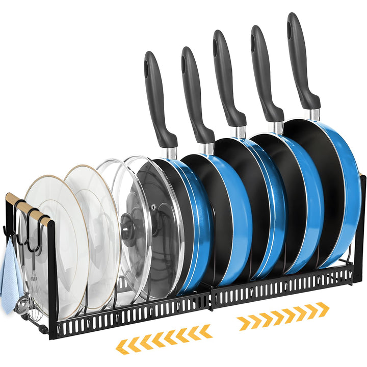 Pfannen Organizer Schublade, Pfannenhalter für Schublade mit 10 Verstellbaren Teiler, Topf Organizer
