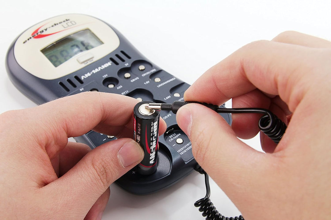 ANSMANN EUR1485 Batterietester Energy Check LCD - Zuverlässiges Profi Testgerät mit digital Anzeige