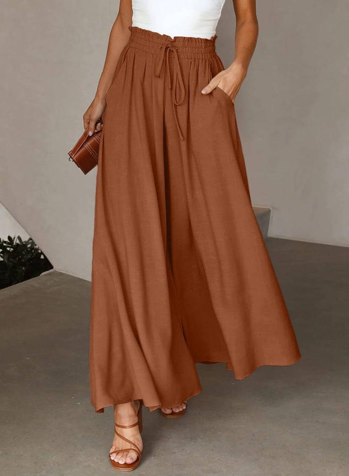 Dokotoo Sommerhose Damen Leicht Palazzo Hose Elegant Sommer High Waist Baggy Freizeithose Baumwolle