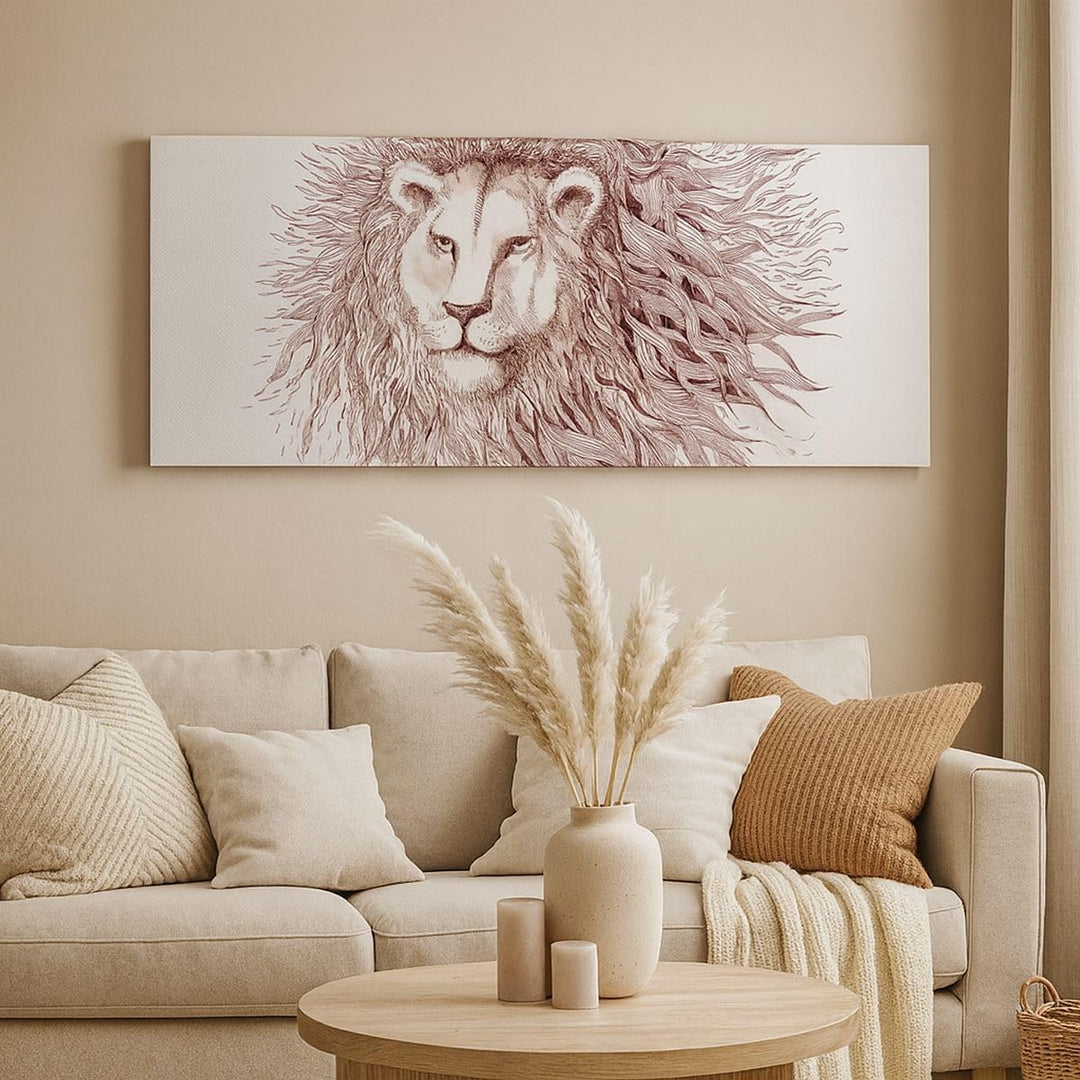 Wandbilder Dekoration Wohnzimmer Löwe König Tierwelt Pelz Panorama Bilder auf Leinwand 120x50cm Lein