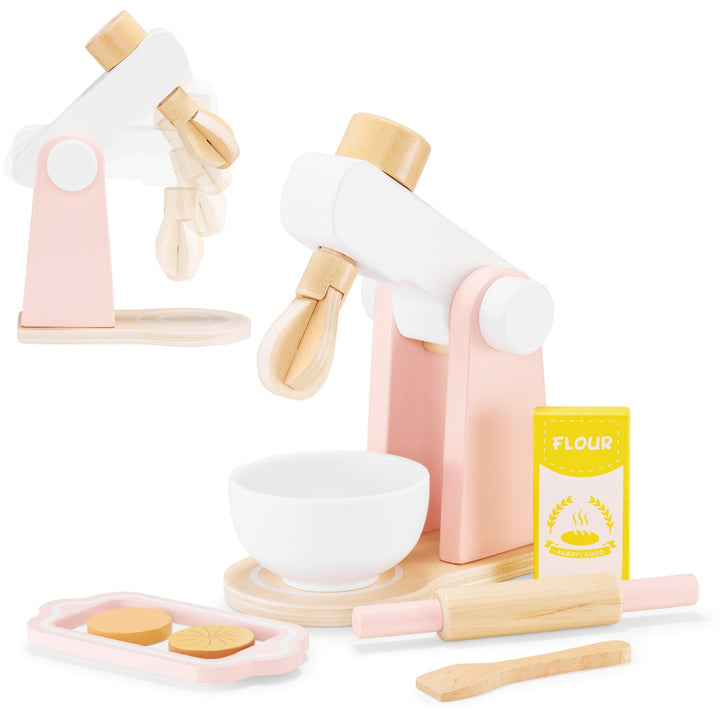 Mamabrum Holzmixer Set für Kinder mit Schüssel, Nudelholz, Mehl & Kekse - Lernspielzeug KinderküC