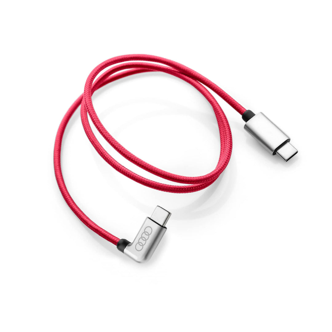 Audi 4K0051435 Ladekabel USB-C Power Delivery Ladekabel USB-PD Kabel gewinkelt, Länge: 70cm, rot